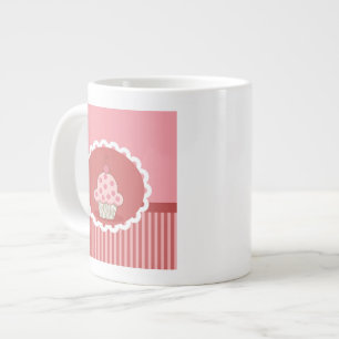 Taza De Café Grande Diseño rosado de la magdalena