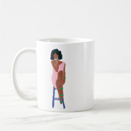 Taza De Café Grande Diva en rosa y verde