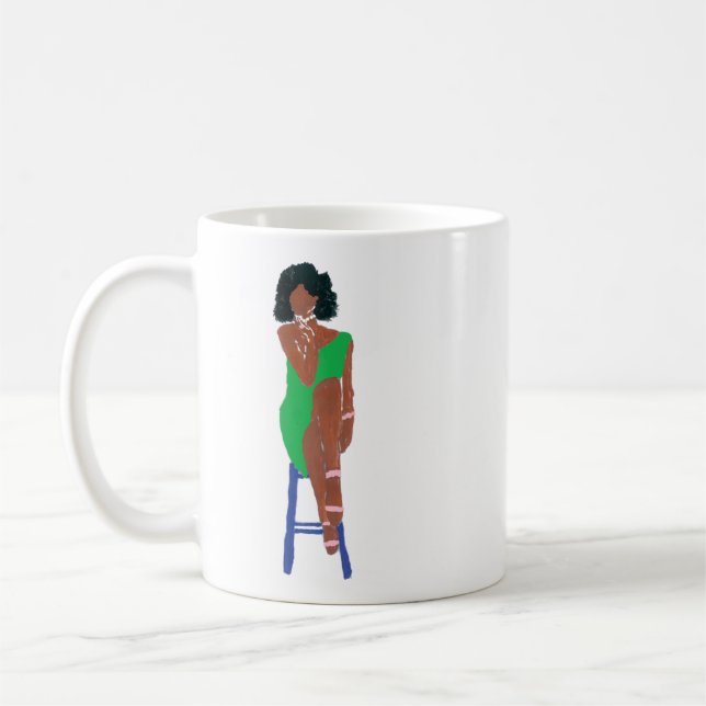 Taza De Café Grande Diva en verde y rosa (Izquierda)