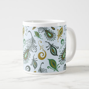 Taza De Café Grande Diversas plumas coloridas