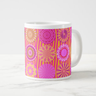 Taza De Café Grande Diversión Kaleidoscope, colmillo amarillento rosa