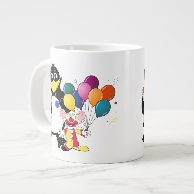 Taza De Café Grande Divertido pingüino y personalizado de payasos (Izquierda)