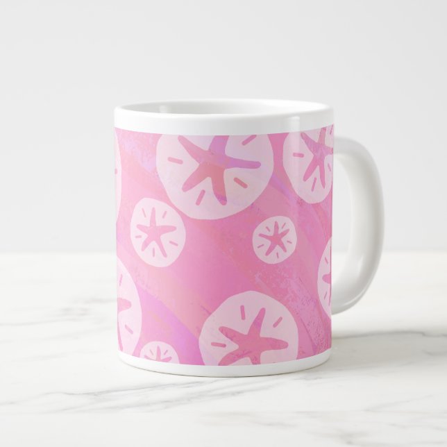Taza De Café Grande Dolar de arena blanco y rosa (Derecha)
