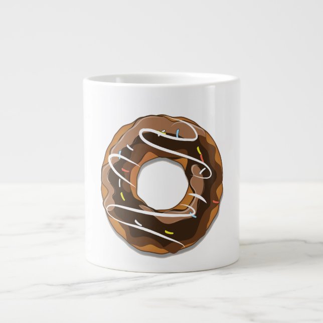 Taza De Café Grande Donas con glaseado de chocolate (Frente)