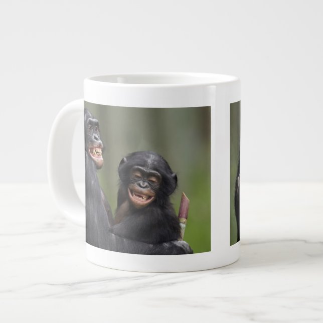 Taza De Café Grande Dos Bonobos sonrientes (Izquierda)