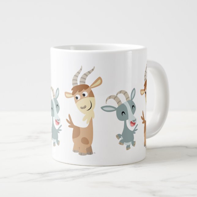 Taza De Café Grande Dos felices Personalizados cabras jumbo Mug (Derecha)