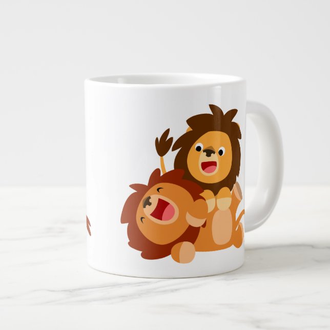 Taza De Café Grande Dos Jumbo Mug Jumbo Personalizado Cute Lions (Derecha)