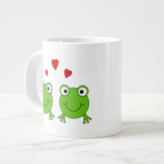 Taza De Café Grande Dos ranas verdes con los corazones rojos