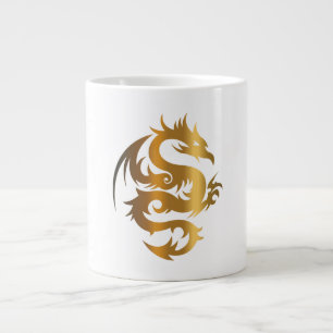 Taza De Café Grande Dragón de oro en azul real