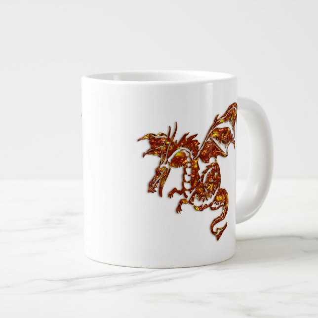 Taza De Café Grande Dragón en llamas (Derecha)