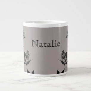 Taza De Café Grande Ebony Butterfly Floral Jumbo Mug