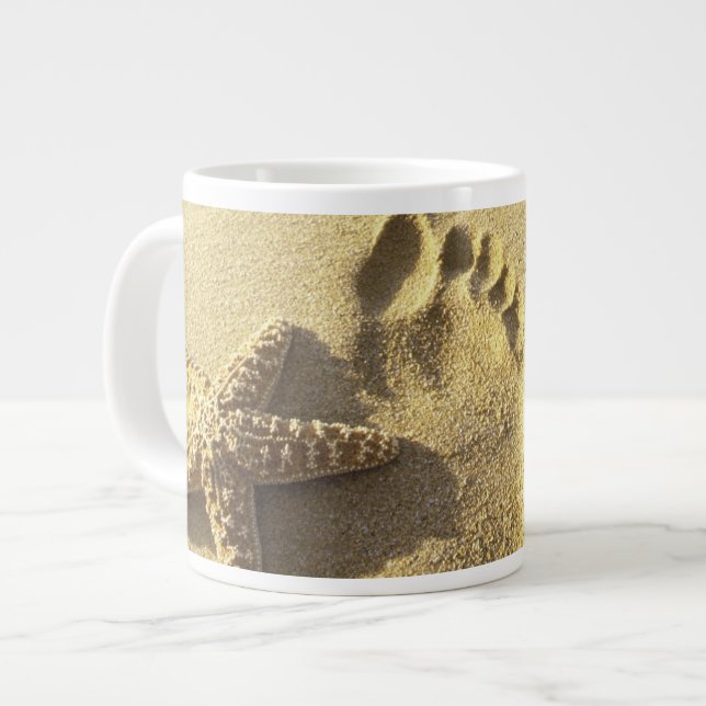 Taza De Café Grande EE.UU., Hawaii, Maui, Makena Beach, Footprint y (Izquierda)