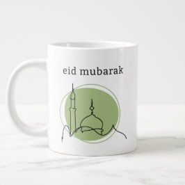 Taza de café grande Eid Mubarak - Arte de línea de