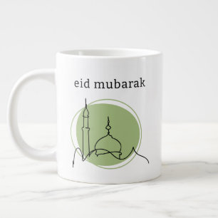 Taza de café grande Eid Mubarak - Arte de línea de