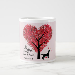 Taza De Café Grande El amor tiene 4 patas y una tarjeta del día de Sa