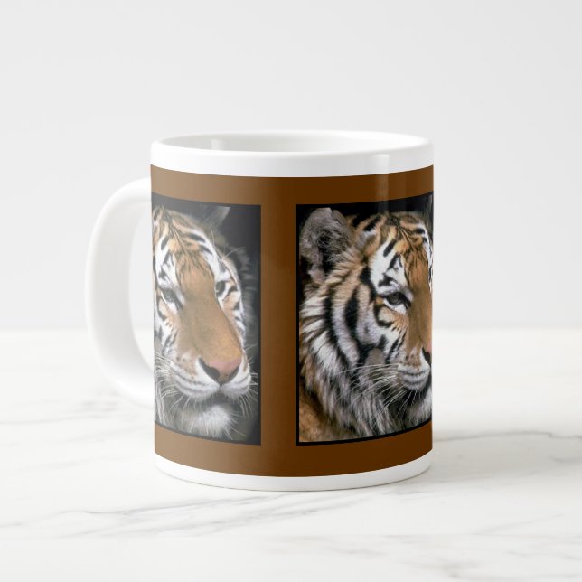 Taza De Café Grande El arte de los amantes del tigre siberianos (Izquierda)