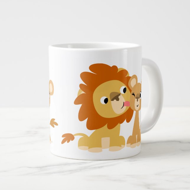 Taza De Café Grande El beso: Jumbo Mug, una pareja de leones Personali (Derecha)