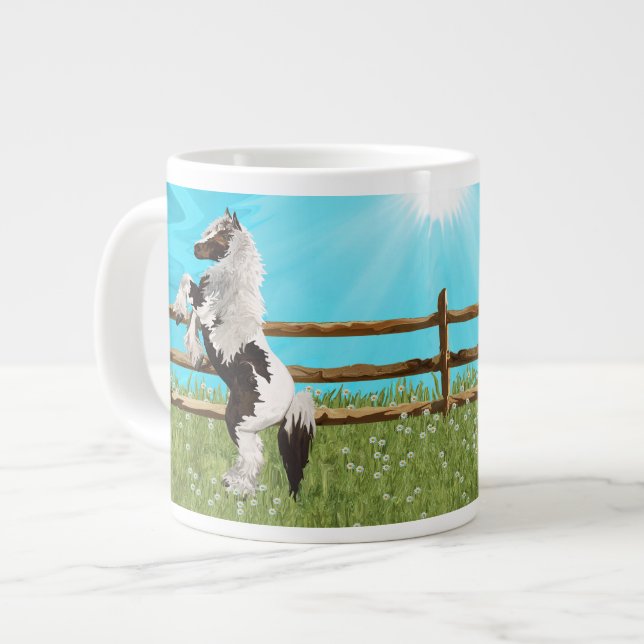Taza De Café Grande El caballo de Vanner en un campo divino de (Izquierda)