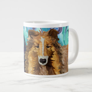 Taza De Café Grande El collie inquisitivo del perro psicodélico Para