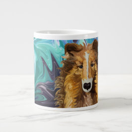 Taza De Café Grande El collie inquisitivo del perro psicodélico Para