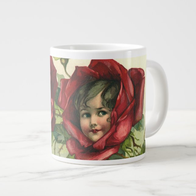 Taza De Café Grande El día de San Valentín de época, rostros victorian (Derecha)