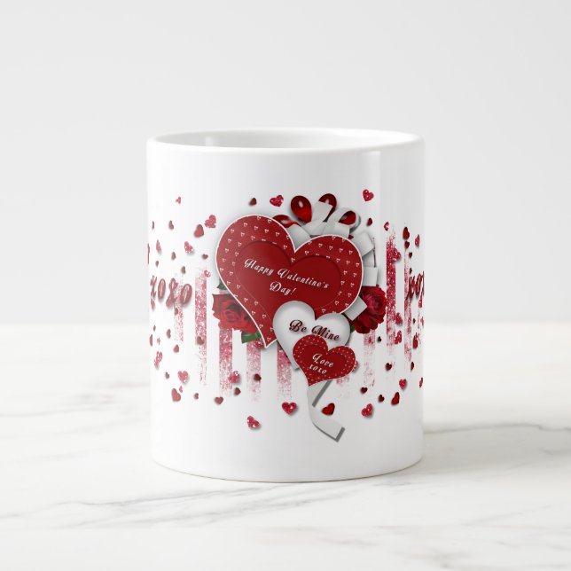 Taza De Café Grande El día de San Valentín Mug - XOXO cardíaco (Frente)