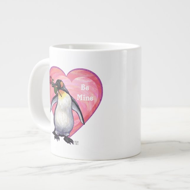 Taza De Café Grande El día de San Valentín Penguin (Izquierda)