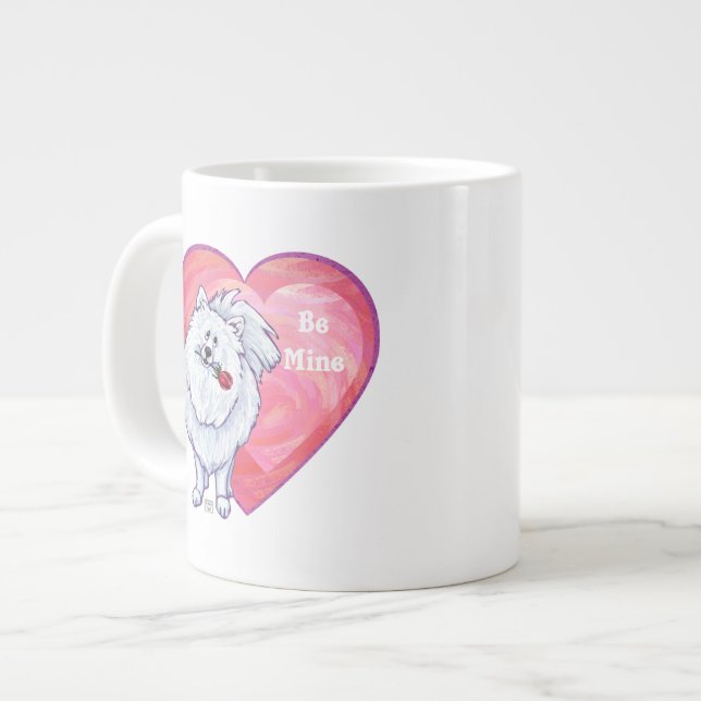 Taza De Café Grande El día de San Valentín Pomerania Blanca (Izquierda)