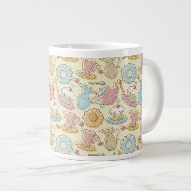 Taza De Café Grande El dibujo de la mano sirve siluetas (Derecha)
