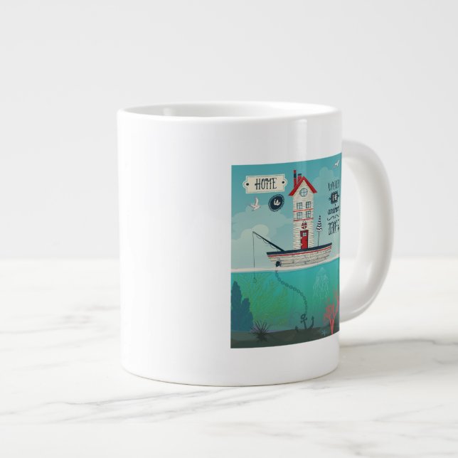 Taza De Café Grande El hogar es adonde el ancla cae (Derecha)