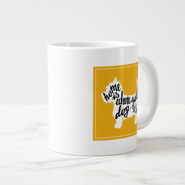 Taza De Café Grande El hogar es donde está su perro (Derecha)