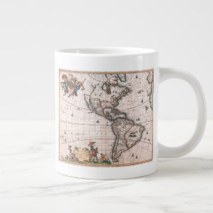 Taza De Café Grande El mapa de Visscher del Nuevo Mundo