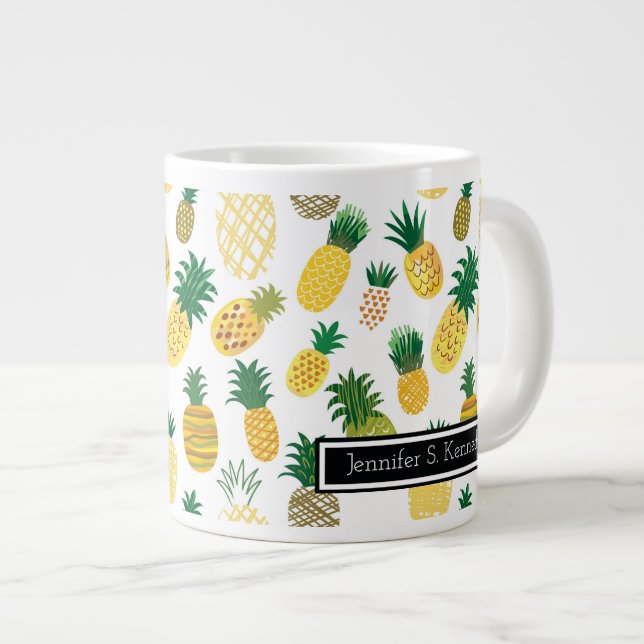 Taza De Café Grande El modelo de moda el | de la piña añade su nombre (Derecha)