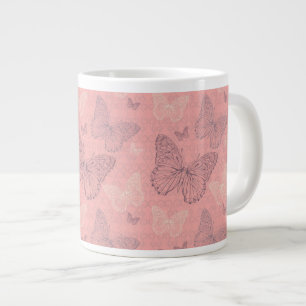 Taza De Café Grande El rosa de la mariposa