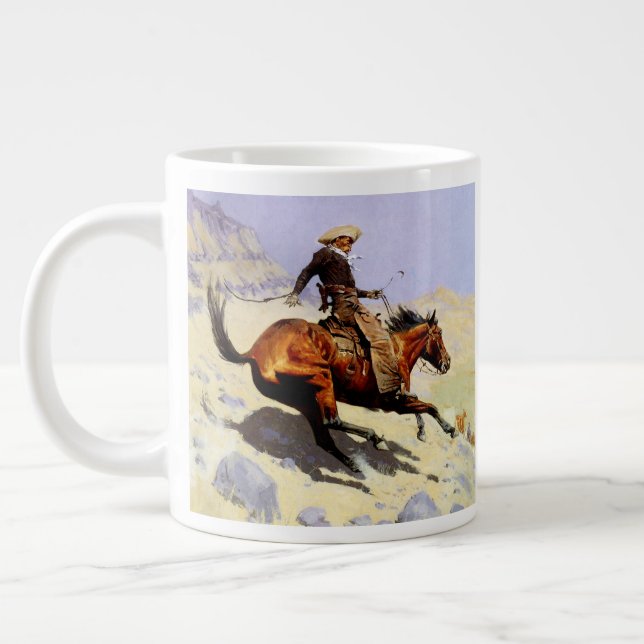 Taza De Café Grande El vaquero de Remington, Caballería militar vintag (Izquierda)