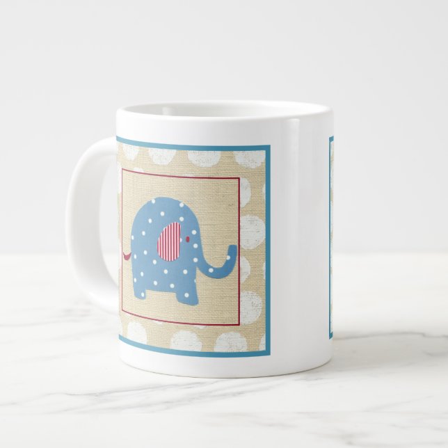 Taza De Café Grande Elefante azul con puntos de Polka blanco (Izquierda)