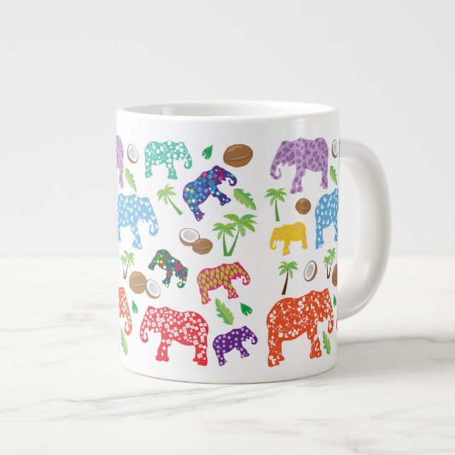Taza De Café Grande Elefantes tropicales (Derecha)