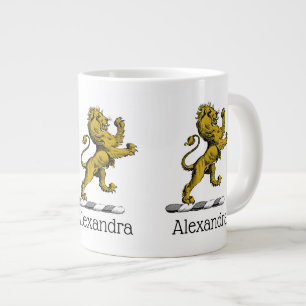 Taza De Café Grande Emblema de cimera de león de pie heráldico C