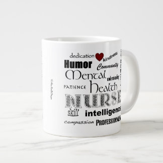 Taza De Café Grande Enfermera-Cualidades de la salud mental+corazón