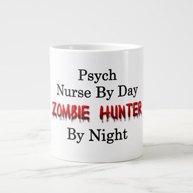 Taza De Café Grande Enfermera de Psych/cazador del zombi (Frente)