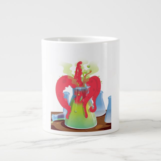 Taza De Café Grande Envase de experimentación científica Monstruo (Frente)