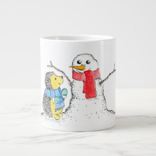 Taza De Café Grande Erizo y muñeco de nieve