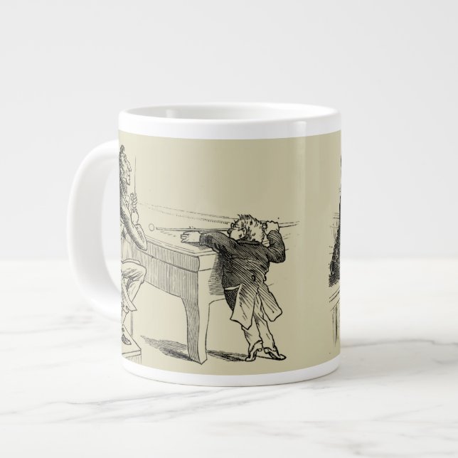 Taza De Café Grande Esbozo de lápiz de dos hombres jugando al billar (Izquierda)