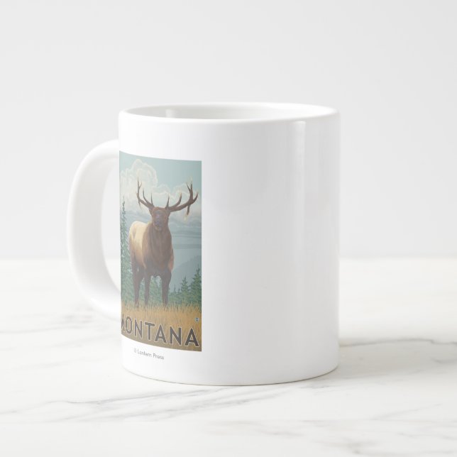 Taza De Café Grande Escena de MontanaElk (Izquierda)
