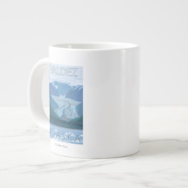 Taza De Café Grande Escena del glaciar - Valdez, Alaska (Izquierda)