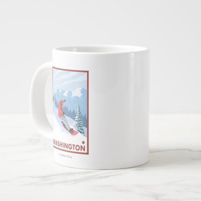 Taza De Café Grande Escena del Snowboarder - Washington (Izquierda)