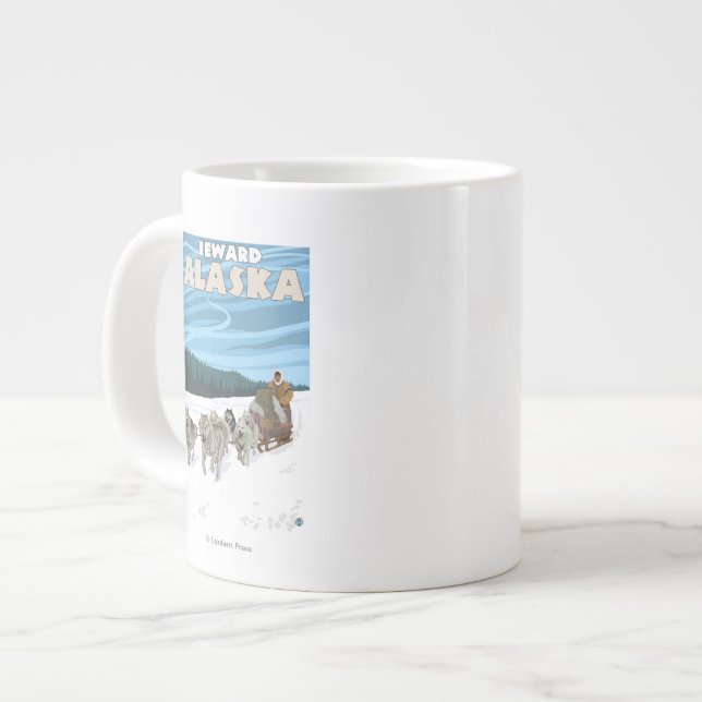 Taza De Café Grande Escena Sledding del perro - Seward, Alaska (Izquierda)