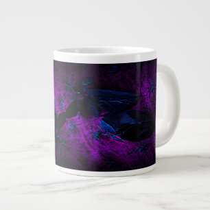 Taza De Café Grande Espeluznante Rosa de material negro, arañas negras