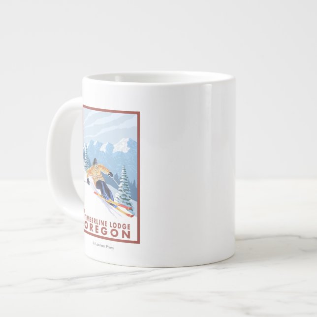 Taza De Café Grande Esquiador de la nieve de Downhhill - casa de campo (Izquierda)