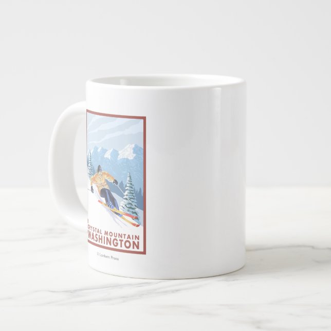 Taza De Café Grande Esquiador de la nieve de Downhhill - montaña (Izquierda)